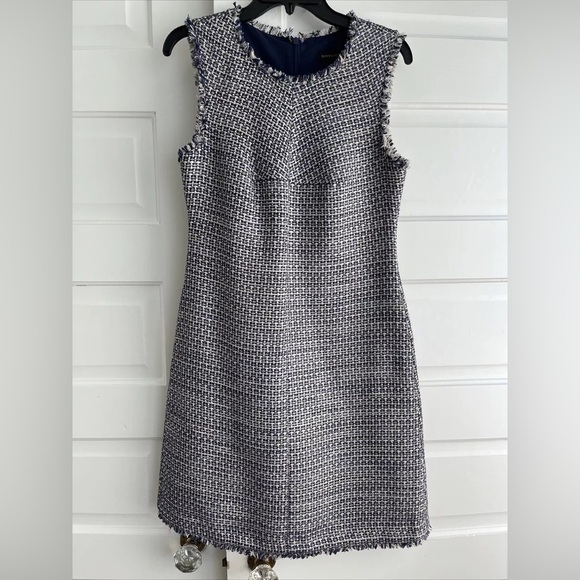 Banana Republic Dresses & Skirts - banana republic tweed dress W Fringe Sz 6 small blue white shimmer